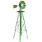 Green Steel Windmill 8 ft High Outdoor Yard Decor with Weatherproof and Rust-Resistant Build